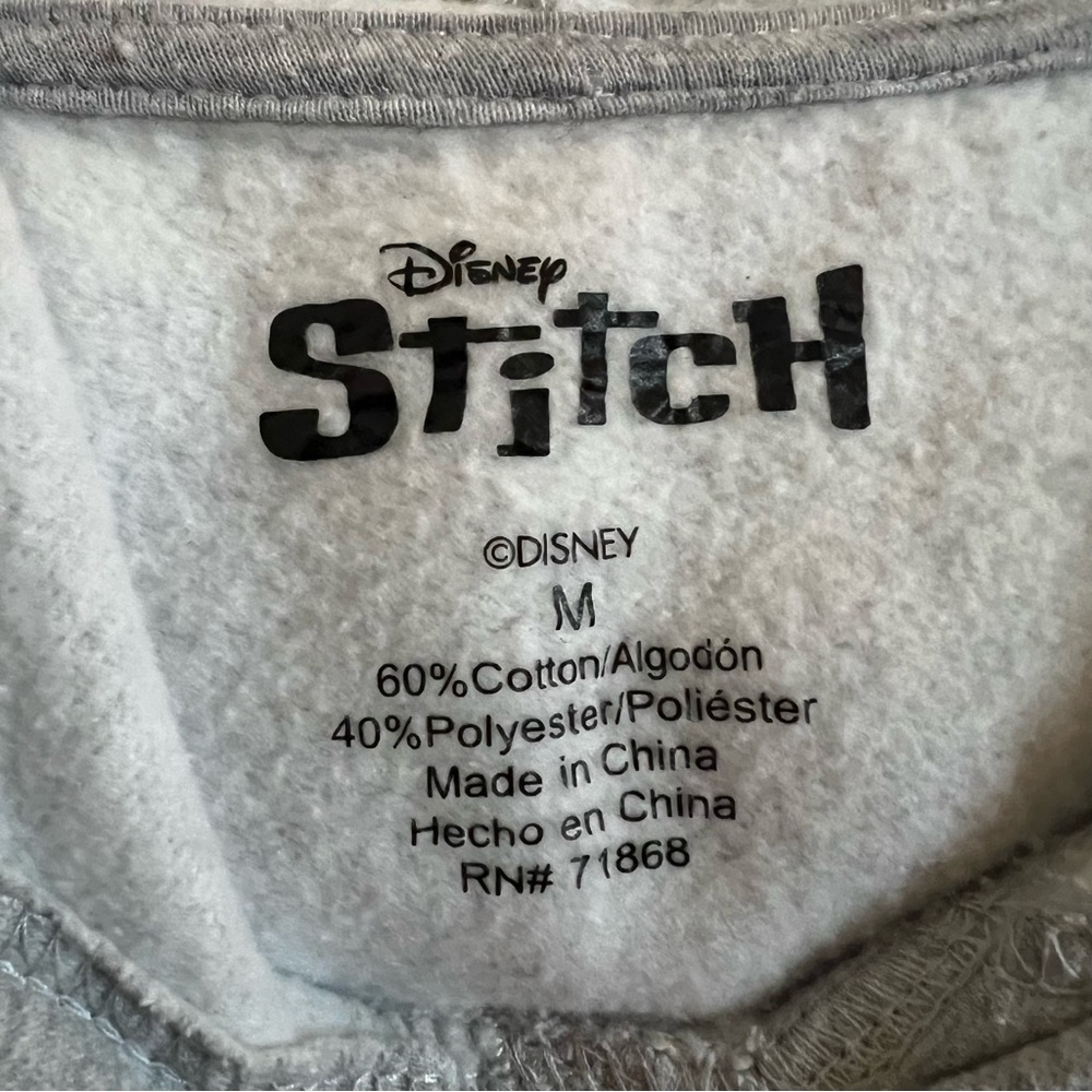 Disney Stitch Ohana Girls Sweatshirt Hoodie Heather Gray Size M - Picture 5 of 5